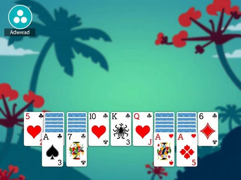 स्पाइडर सॉलिटेयर गेम इंटरफेस दिखाता हुआ कार्ड्स का बोर्ड