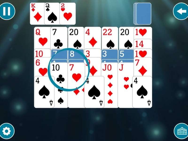 स्पाइडर सॉलिटेयर गेम इंटरफेस दिखाती हुई तस्वीर