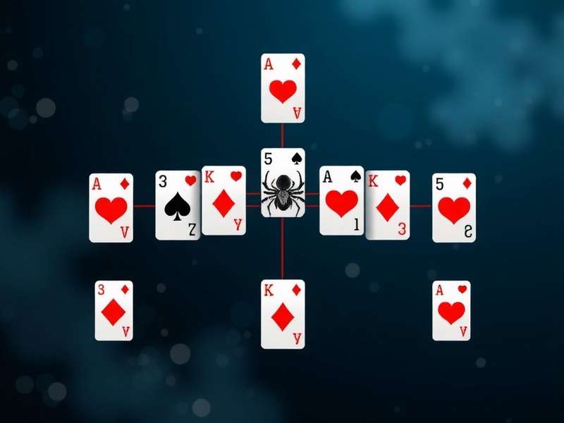 स्पाइडर सॉलिटेयर गेम फुल स्क्रीन मोड में गेमप्ले