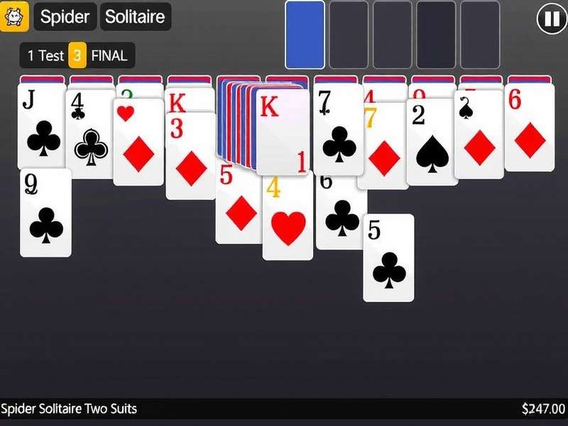Strategic Spider Solitaire Two Suits gameplay on a digital device