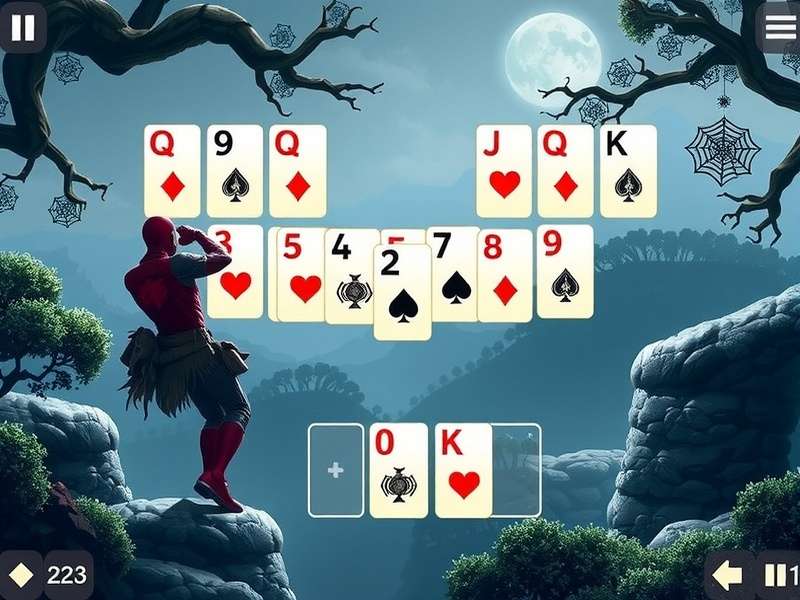 Spider Solitaire Io gameplay interface showing cards arranged in columns