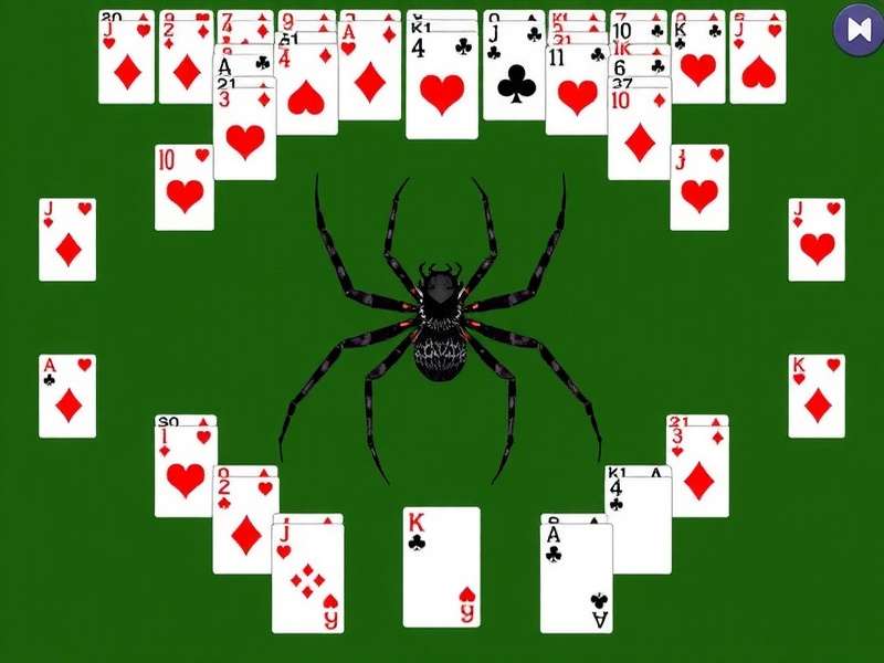 Spider Solitaire game in progress on a computer screen