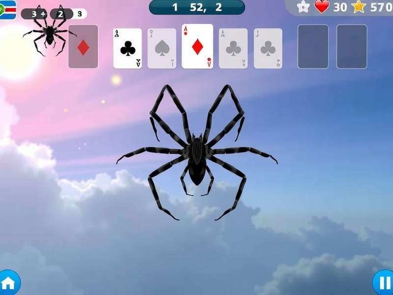 Spider Solitaire Original game interface with cards arranged on a brown background