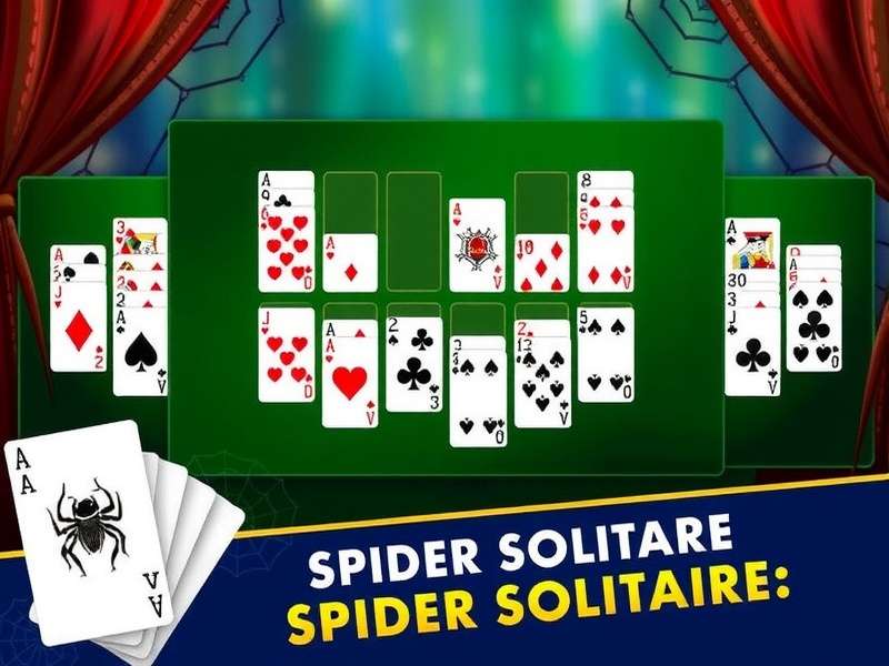 Spider Solitaire Game Layout with Cards