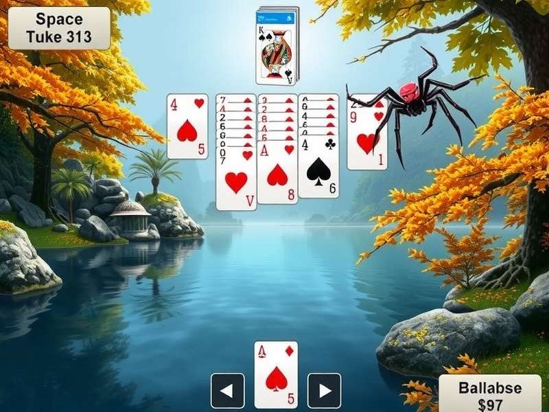 Spider Solitaire game board layout showing cards arranged in columns