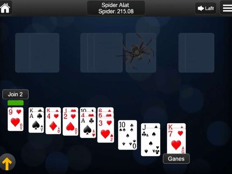 Spider Solitaire game rules and strategies illustrated on a green felt table with cards arranged in descending order