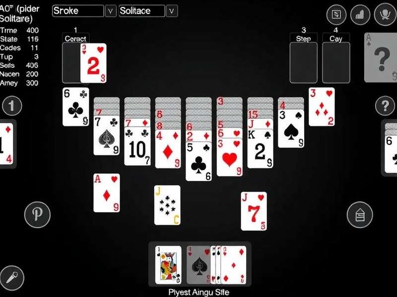 Spider Solitaire card game setup on a wooden table with two decks