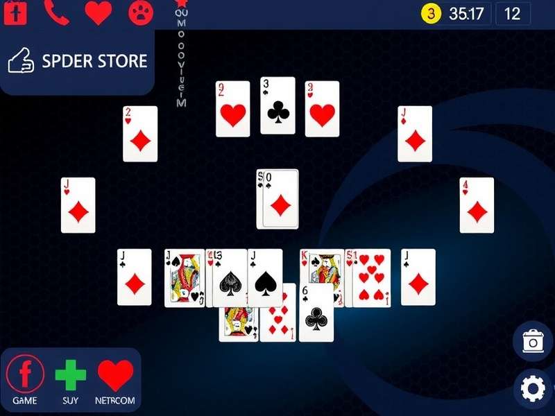 1 Suit Spider Solitaire Game layout showing single-suit card arrangement on the table