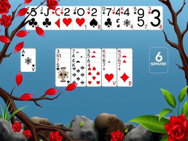 Spider Solitaire Aarp Version – classic card game layout with spider web design and gold accents