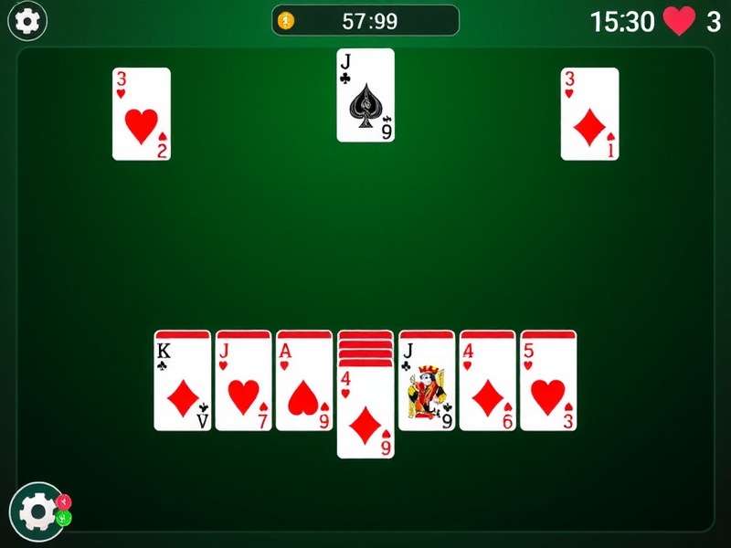 Spider Solitaire 2 Suit Solitaire game layout with cards spread on a green felt table
