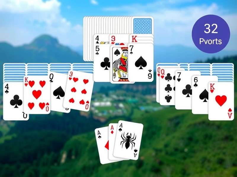 Spider Solitaire 2 Suits full screen online free download game interface showing green felt and card layout